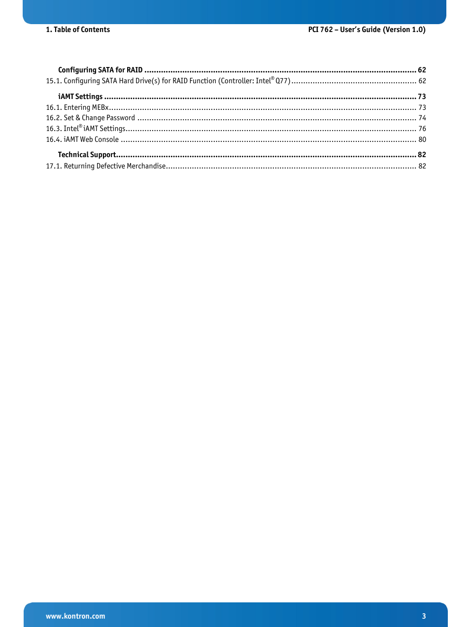 Kontron KISS 2U PCI 762 User Manual | Page 5 / 84