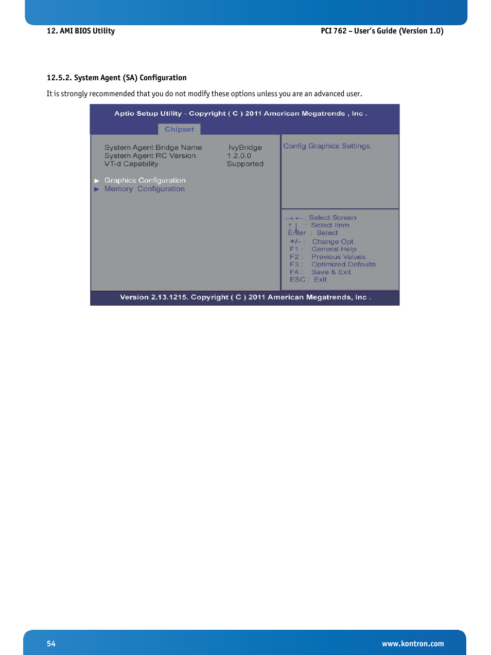 System agent (sa) configuration | Kontron KISS 2U PCI 762 User Manual | Page 56 / 84