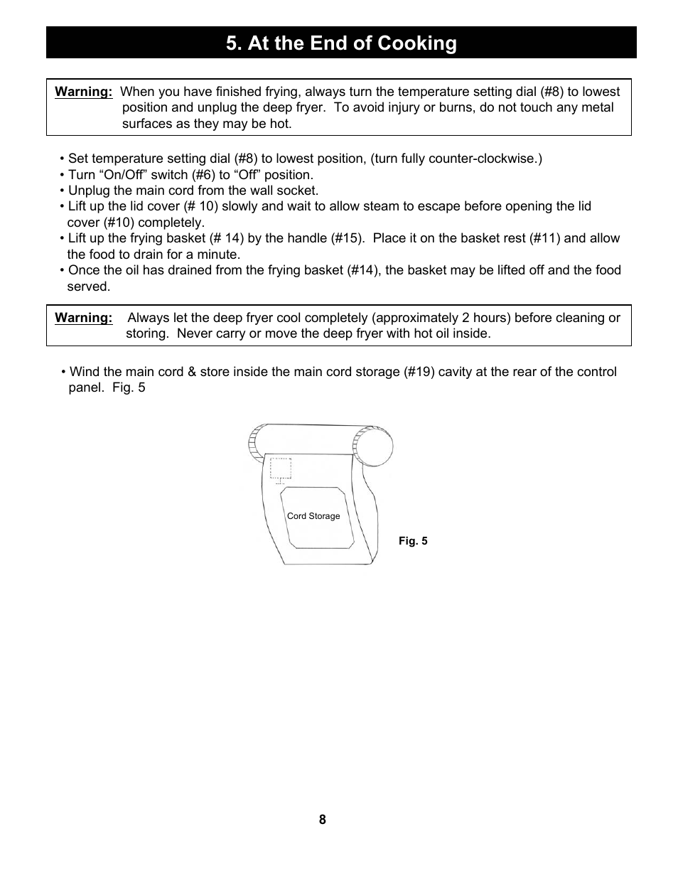 At the end of cooking | Bravetti PLATINUM PRO EP65 User Manual | Page 10 / 14
