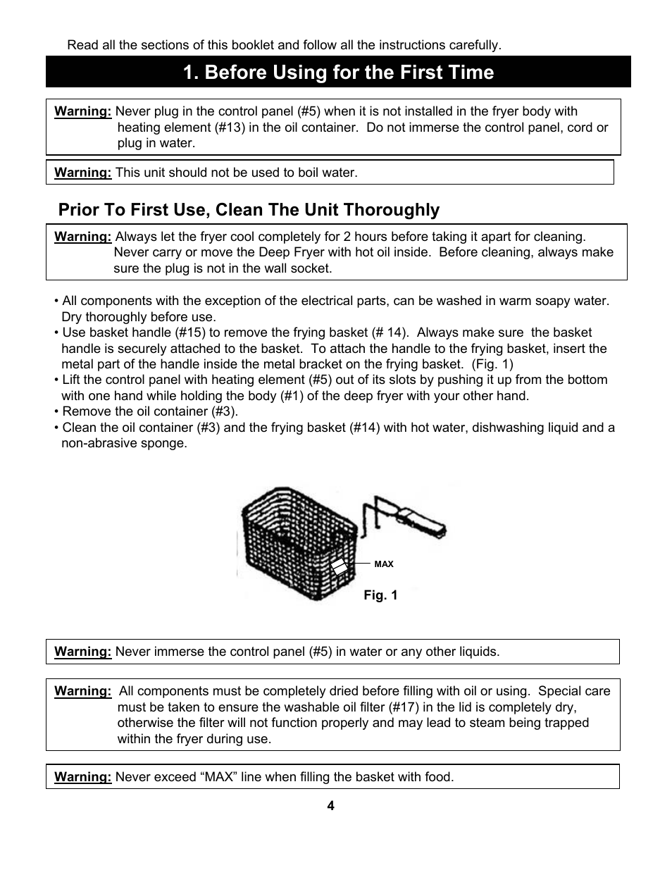 Before using for the first time, Prior to first use, clean the unit thoroughly | Bravetti PLATINUM PRO EP65 User Manual | Page 5 / 14