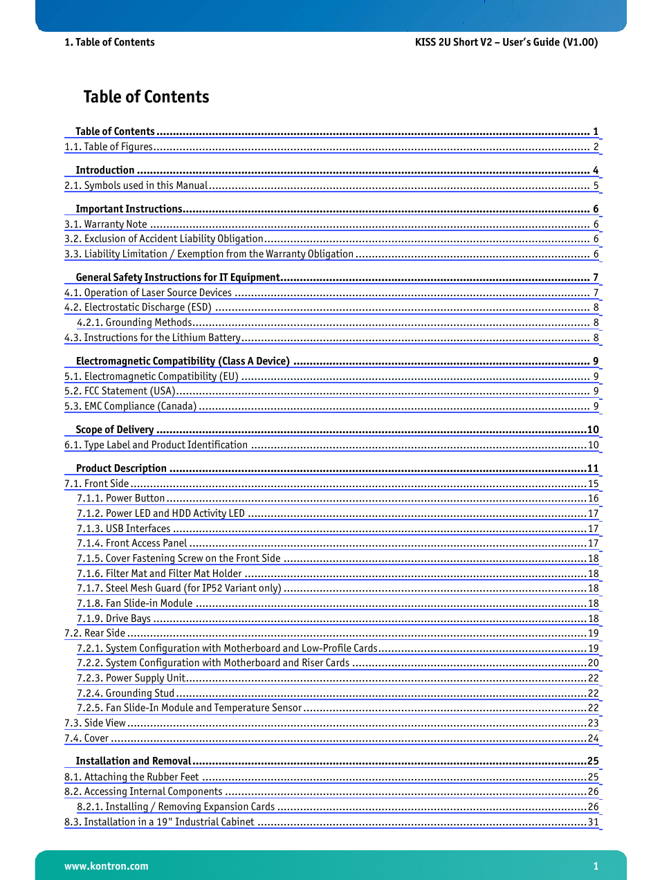 Kontron KISS 2U Short KTQ67 User Manual | Page 3 / 48