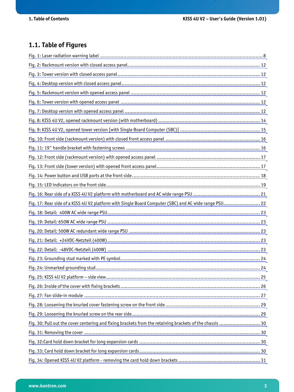Table of figures | Kontron KISS 4U X9SCAF User Manual | Page 4 / 51