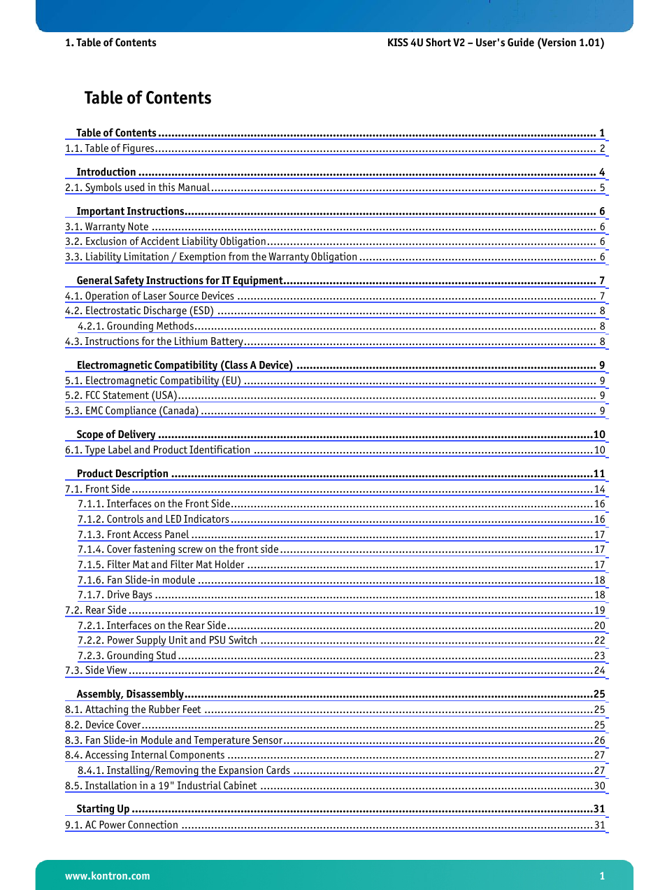 Kontron KISS 4U Short KTQ67Flex User Manual | Page 3 / 49