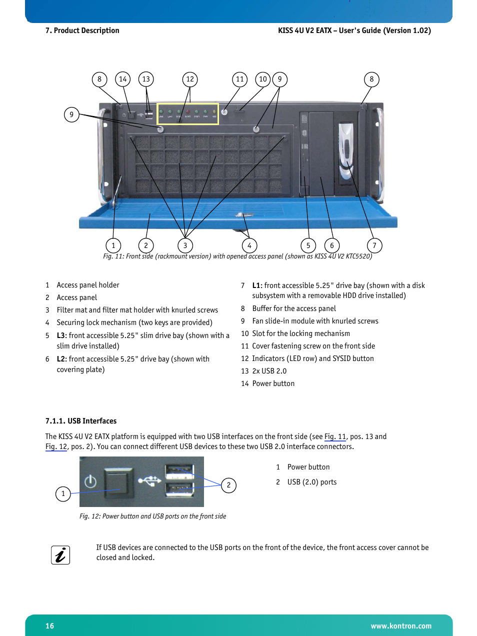 Usb interfaces | Kontron KISS 4U X9DR3 User Manual | Page 18 / 52