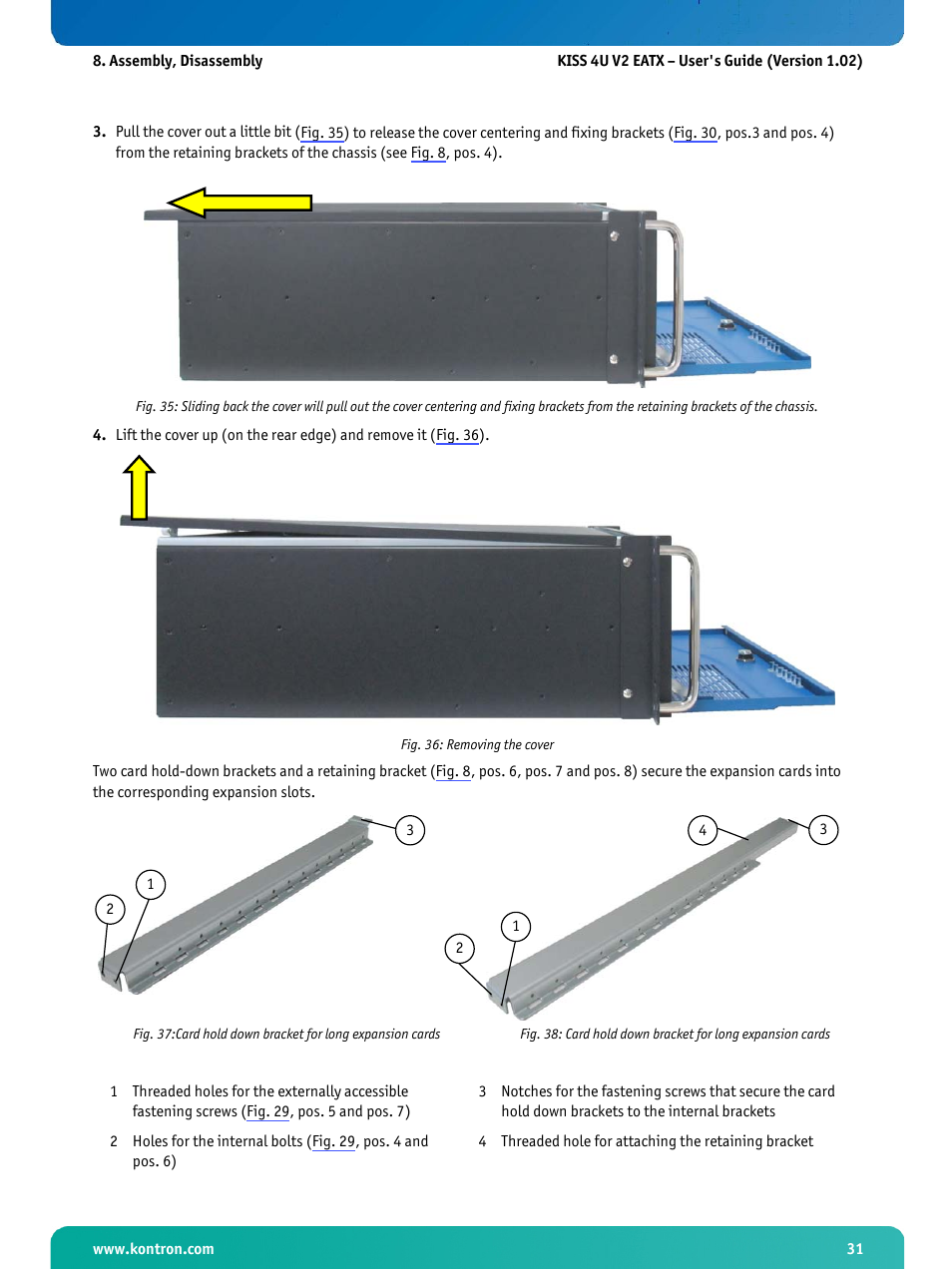 Chassis, Fig. 36: removing the cover | Kontron KISS 4U X9DR3 User Manual | Page 33 / 52