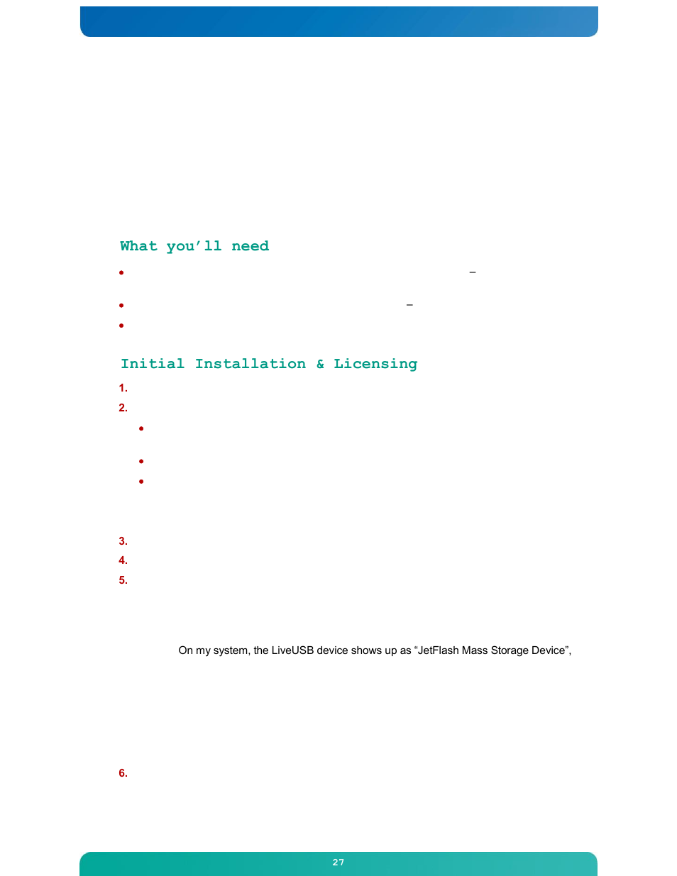 What you’ll need, Initial installation & licensing | Kontron M2M Smart Services Developer Kit Wind River Intelligent Device Platform User Manual | Page 27 / 31