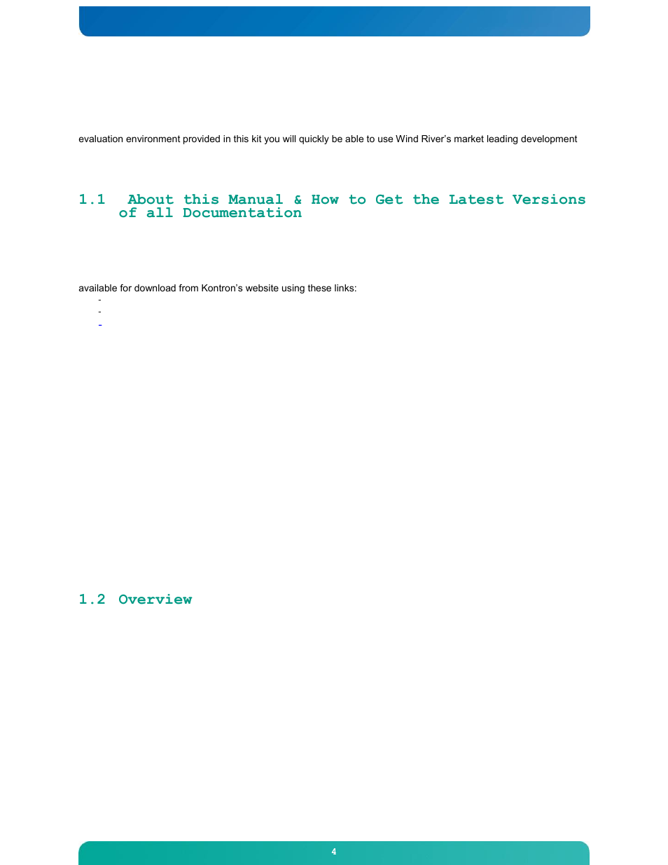 1introduction, 2 overview | Kontron M2M Smart Services Developer Kit Wind River Intelligent Device Platform User Manual | Page 4 / 31