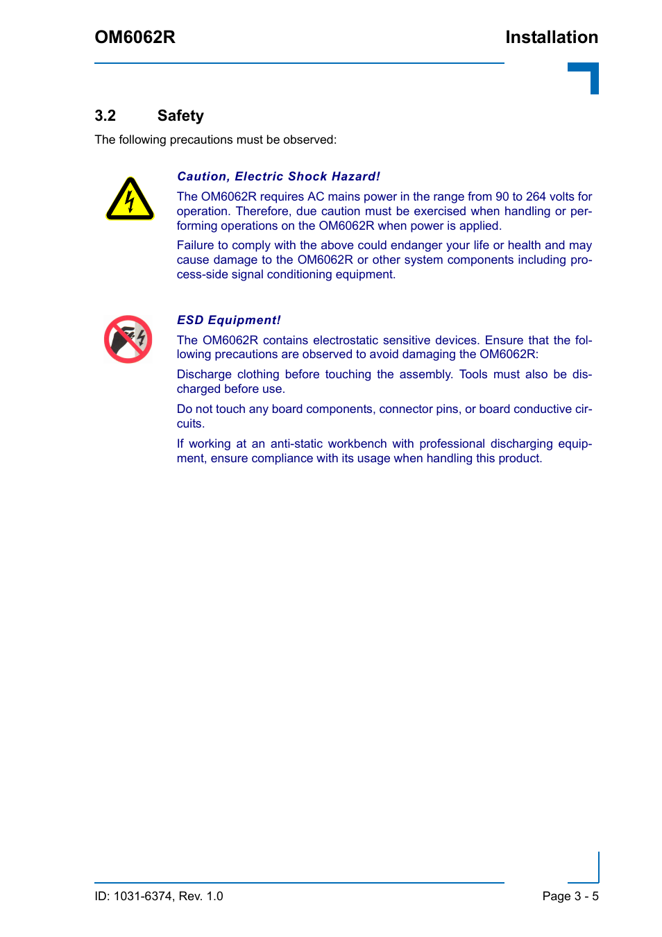 2 safety, 2 safety - 5, Om6062r installation | Kontron OM6062 User Manual | Page 43 / 46