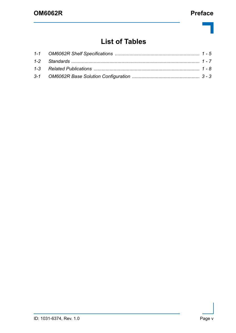 List of tables, Om6062r preface | Kontron OM6062 User Manual | Page 5 / 46