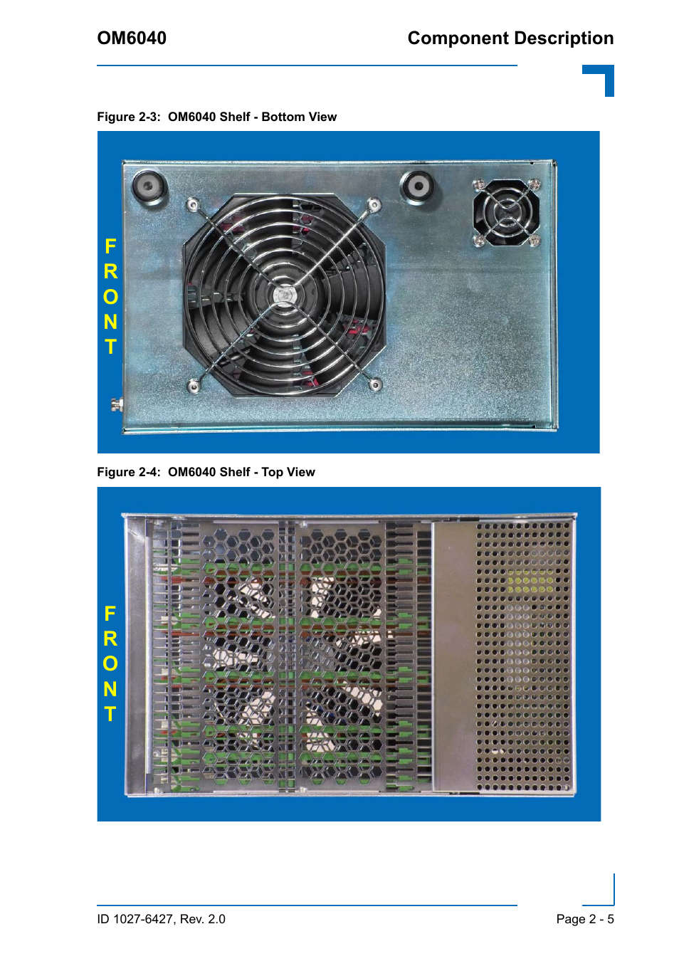 Om6040 shelf - bottom view - 5, Om6040 shelf - top view - 5 | Kontron OM6040 Compact User Manual | Page 27 / 38