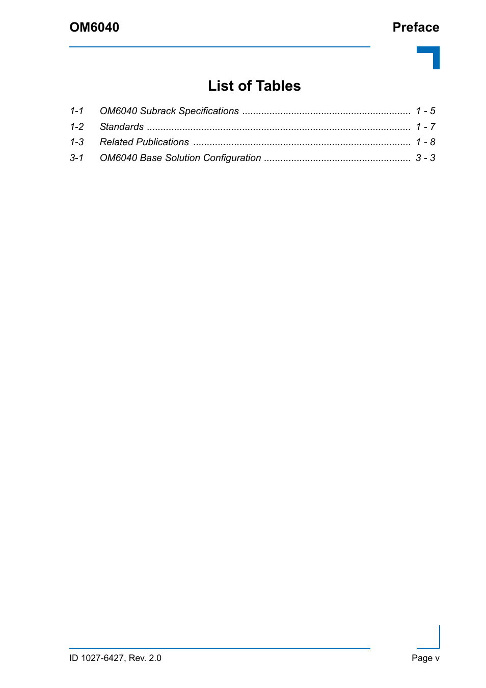 List of tables, Om6040 preface | Kontron OM6040 Compact User Manual | Page 5 / 38