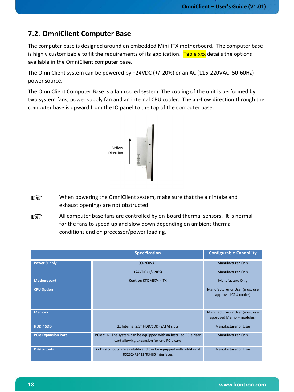 Omniclient computer base, Omniclient – user’s guide (v1.01) | Kontron OmniClient User Manual | Page 19 / 54