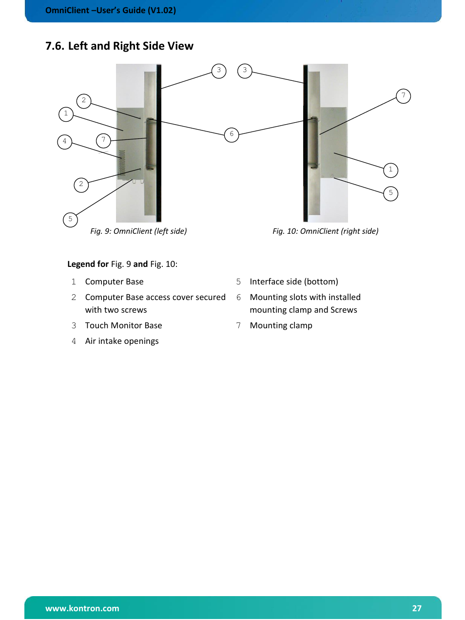 Left and right side view, Fig. 13: omniclient (right side) | Kontron OmniClient User Manual | Page 28 / 54