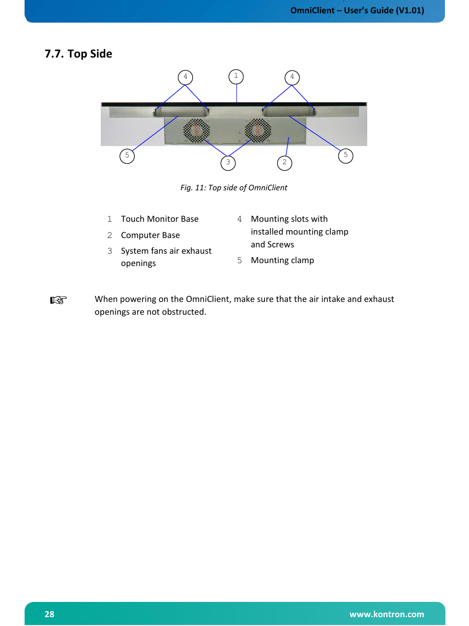 Top side, Fig. 14: top side of omniclient | Kontron OmniClient User Manual | Page 29 / 54