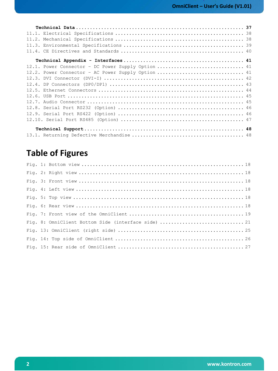 Table of figures | Kontron OmniClient User Manual | Page 3 / 54