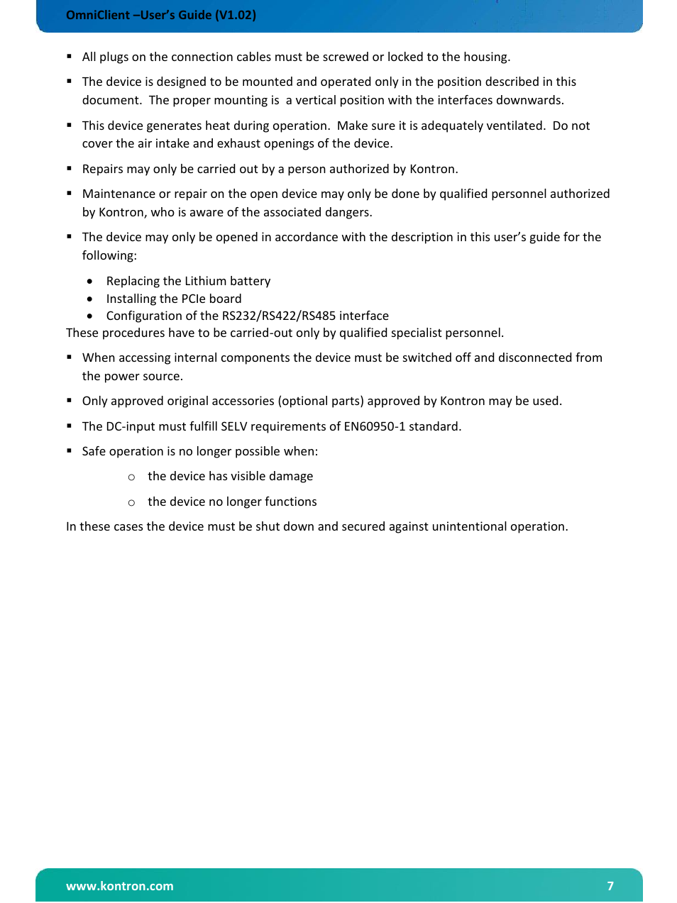 Kontron OmniClient User Manual | Page 8 / 54