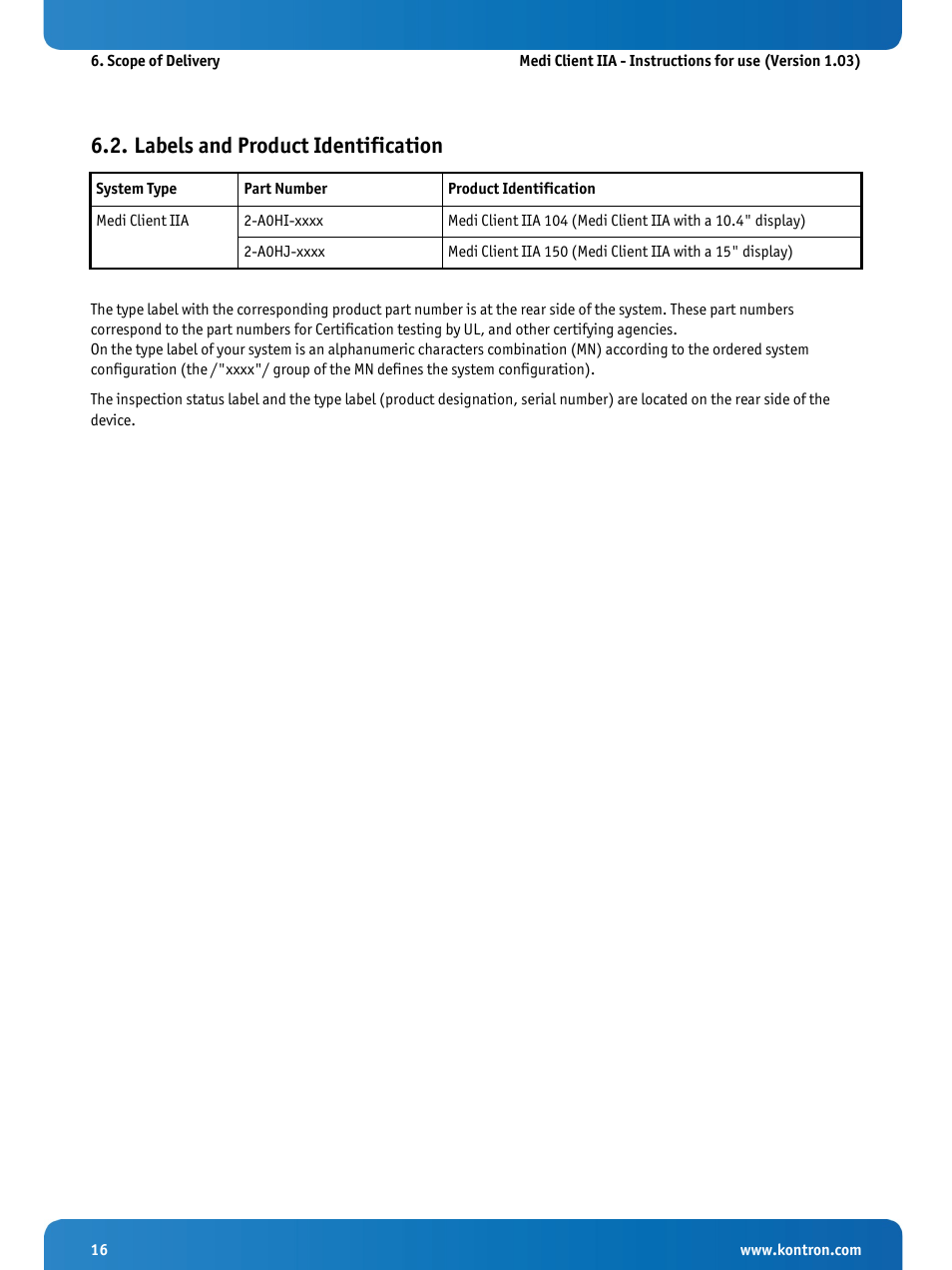 Labels and product identification | Kontron Medi Client IIA 104 (EOL) User Manual | Page 18 / 51