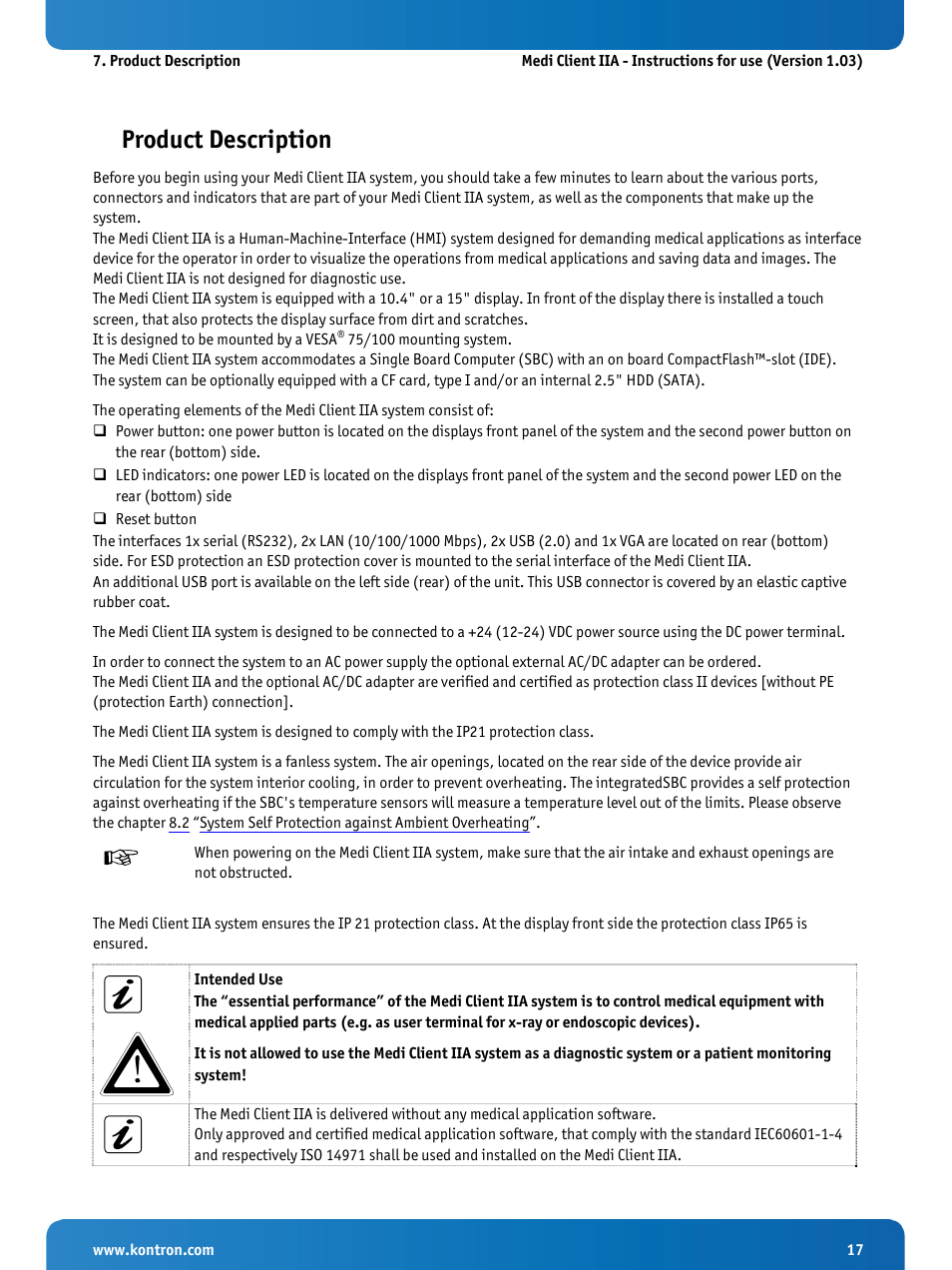 Product description | Kontron Medi Client IIA 104 (EOL) User Manual | Page 19 / 51