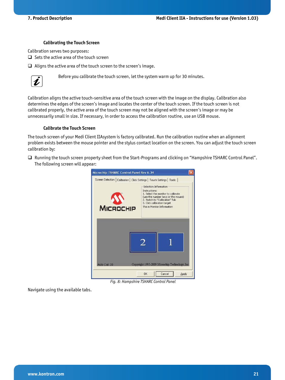 Fig. 8: hampshire tsharc control panel | Kontron Medi Client IIA 104 (EOL) User Manual | Page 23 / 51