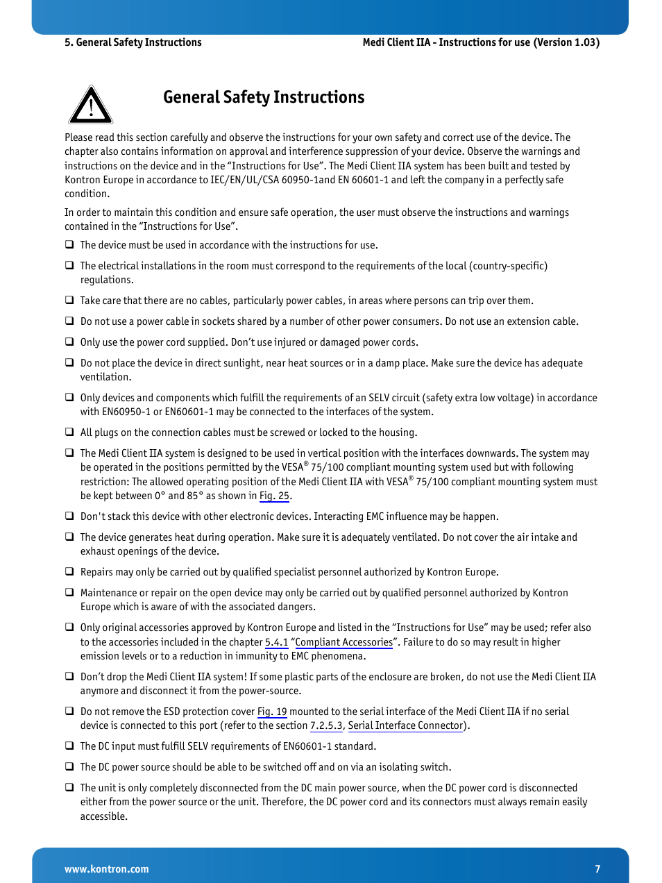 General safety instructions | Kontron Medi Client IIA 104 (EOL) User Manual | Page 9 / 51