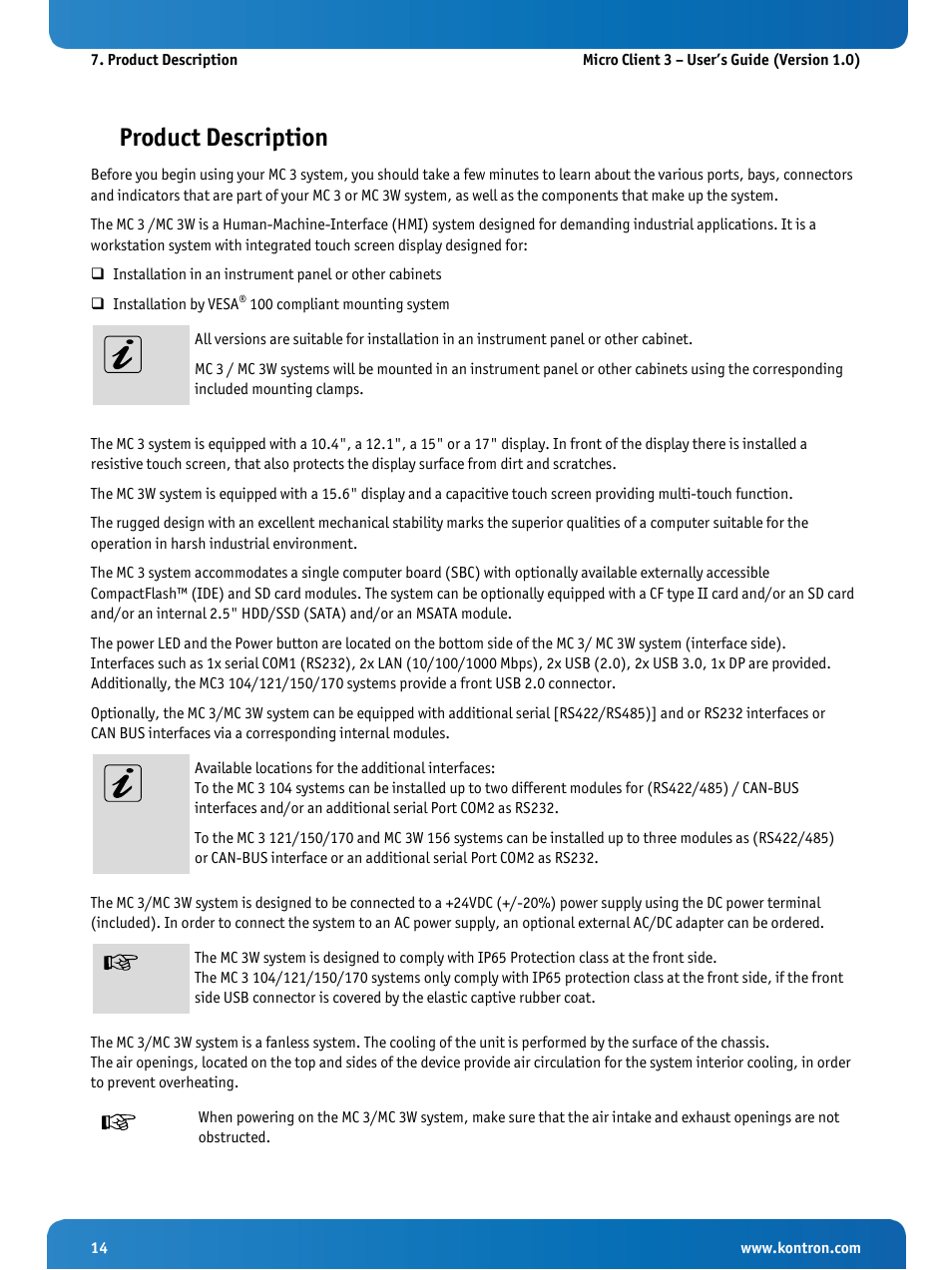 Product description | Kontron Micro Client 3 104 User Manual | Page 16 / 63