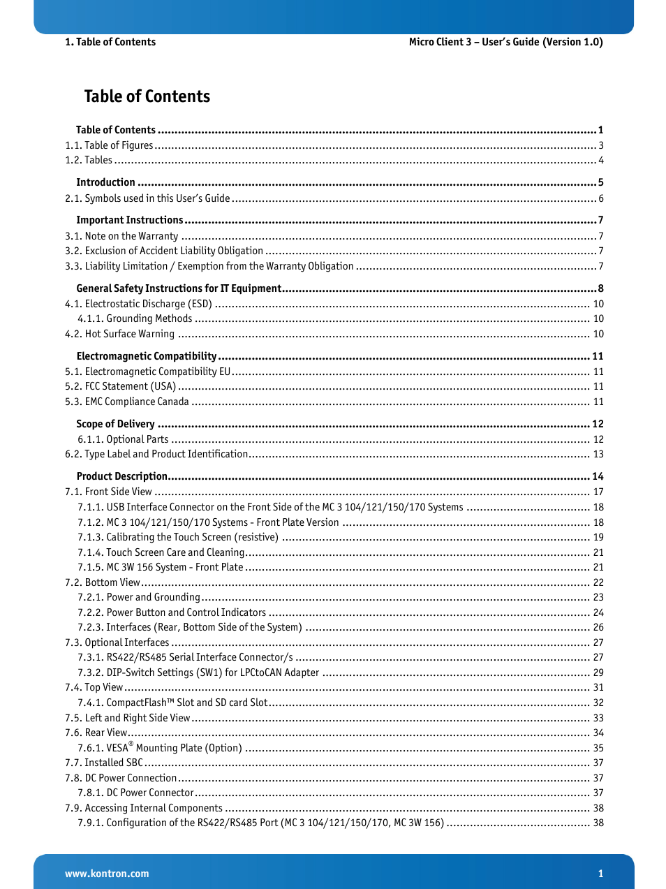 Kontron Micro Client 3 104 User Manual | Page 3 / 63