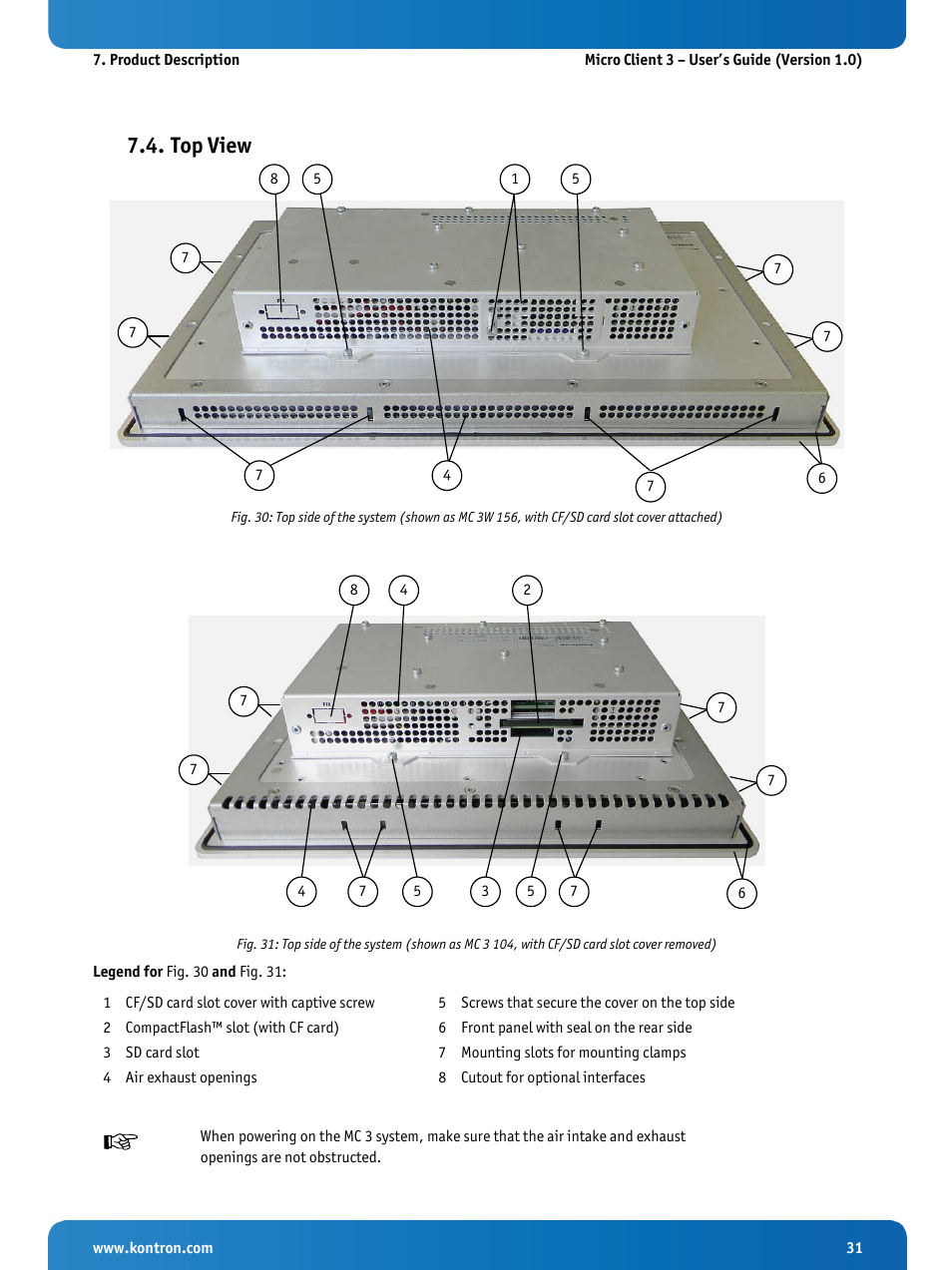 Top view, D fig. 30, fig. 31, D fig. 30 | D fig. 31 | Kontron Micro Client 3 104 User Manual | Page 33 / 63