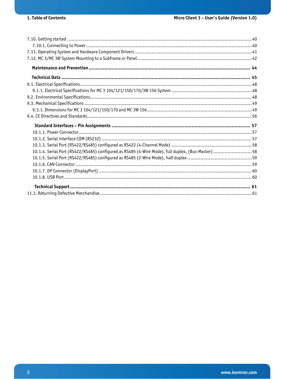 Kontron Micro Client 3 104 User Manual | Page 4 / 63
