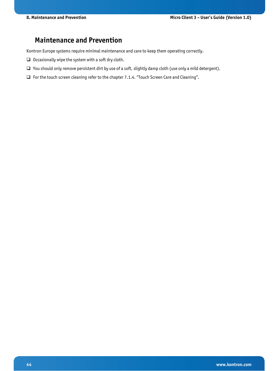 Maintenance and prevention | Kontron Micro Client 3 104 User Manual | Page 46 / 63