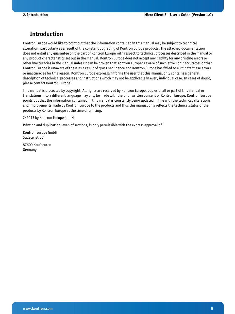 Introduction | Kontron Micro Client 3 104 User Manual | Page 7 / 63