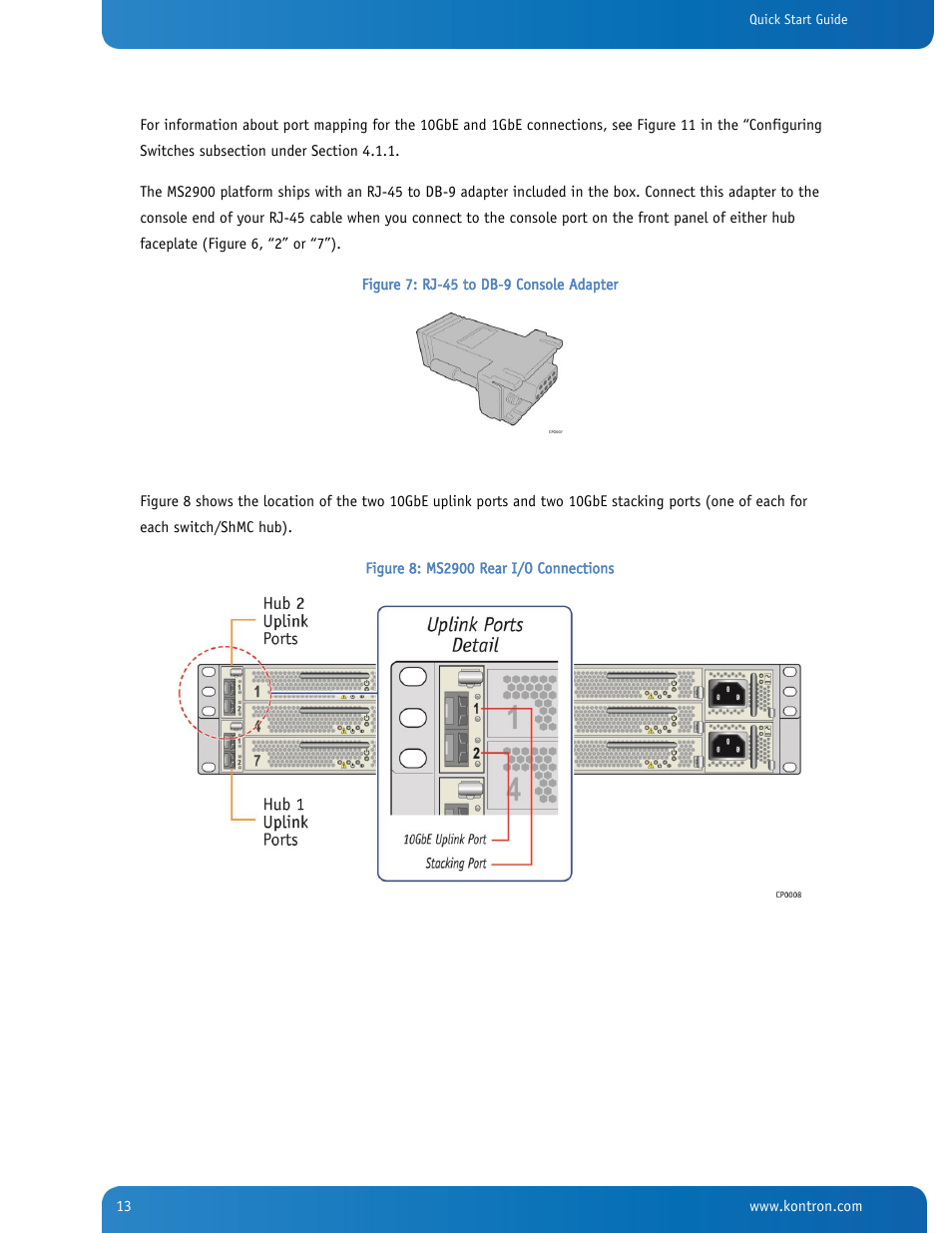 Figure 7: rj-45 to db-9 console adapter, Figure 8: ms2900 rear i/o connections | Kontron SYMKLOUD MS2900 Web User Manual | Page 13 / 36