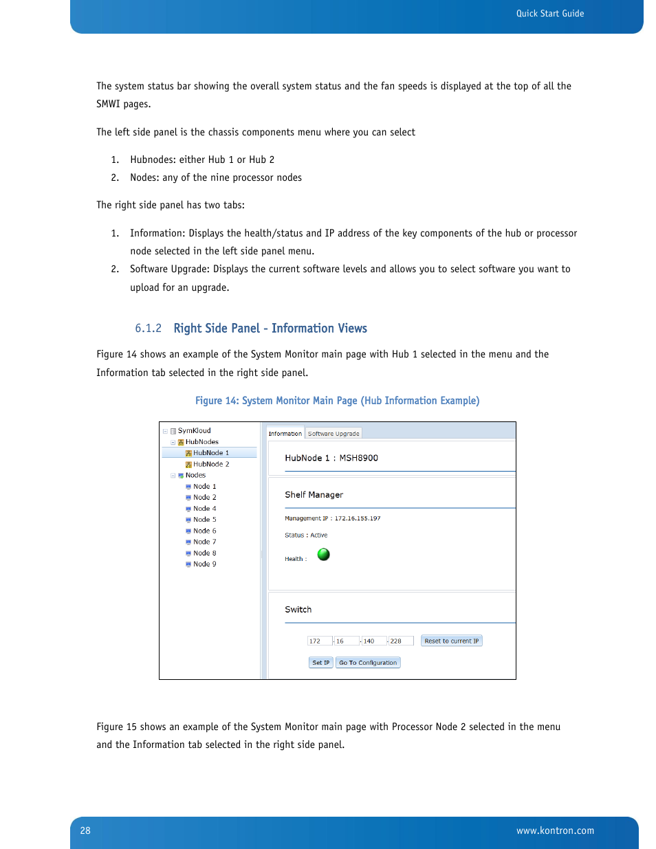 Right side panel - information views | Kontron SYMKLOUD MS2900 Web User Manual | Page 28 / 36