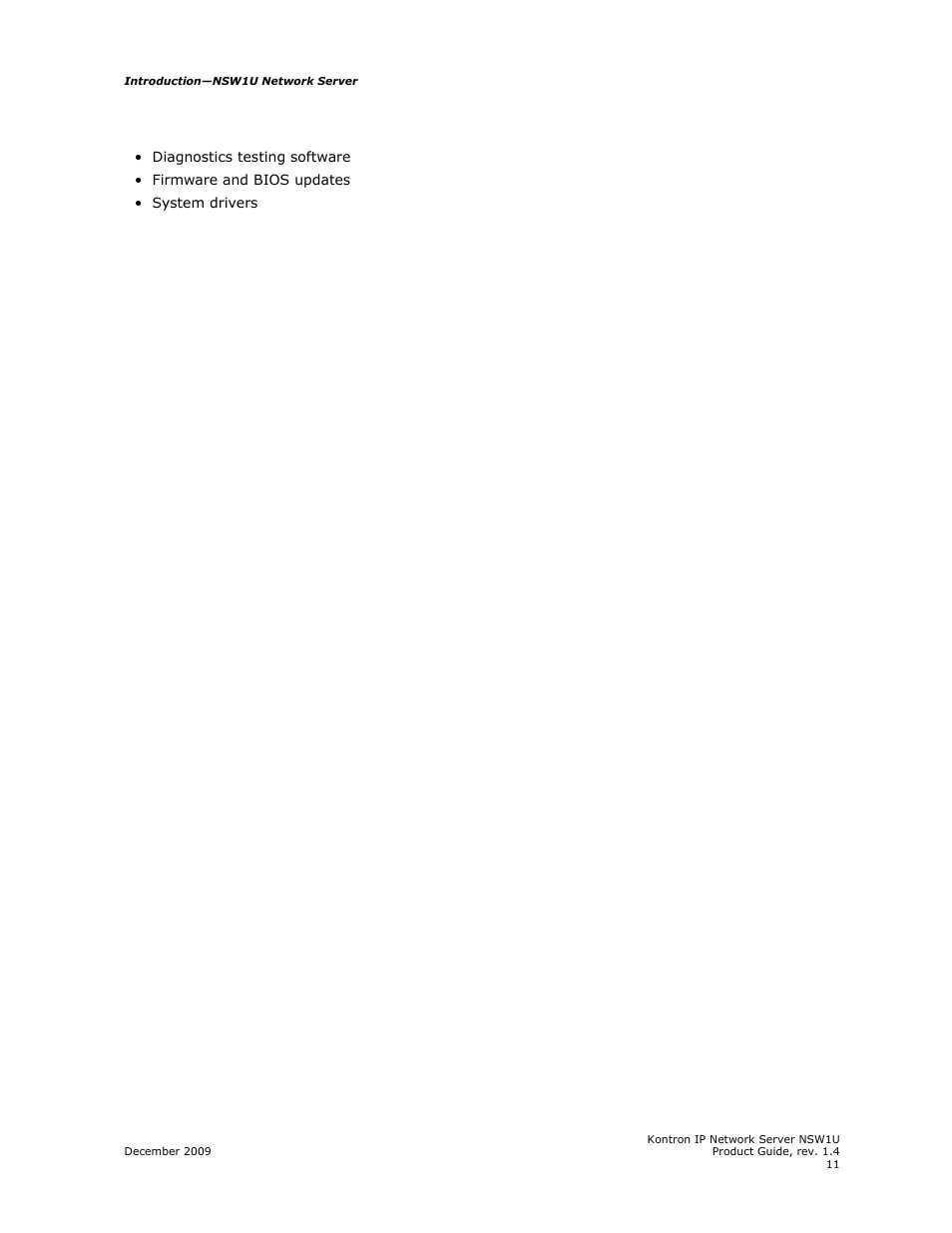 Kontron NSW1U IP Network Server User Manual | Page 11 / 110