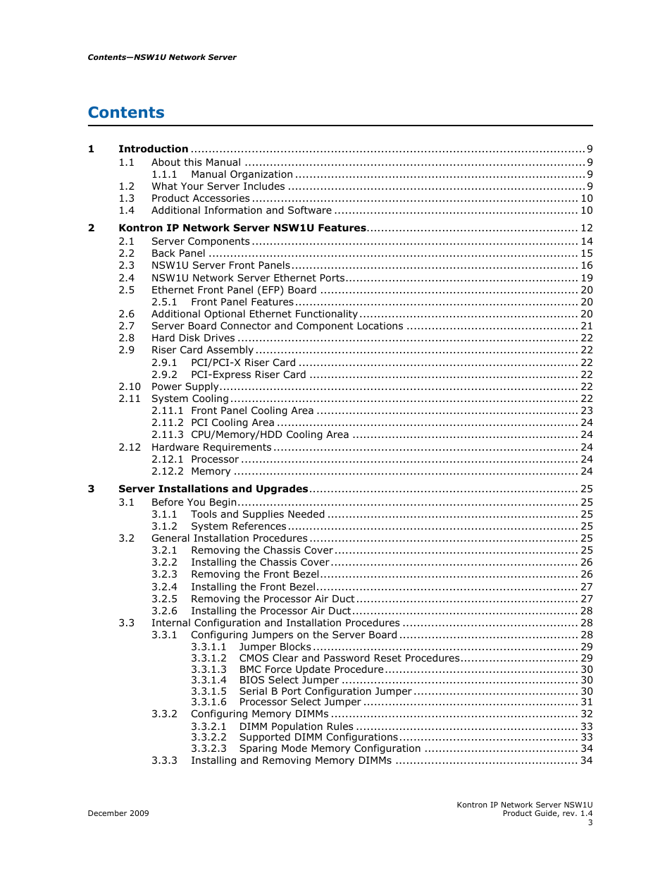 Kontron NSW1U IP Network Server User Manual | Page 3 / 110
