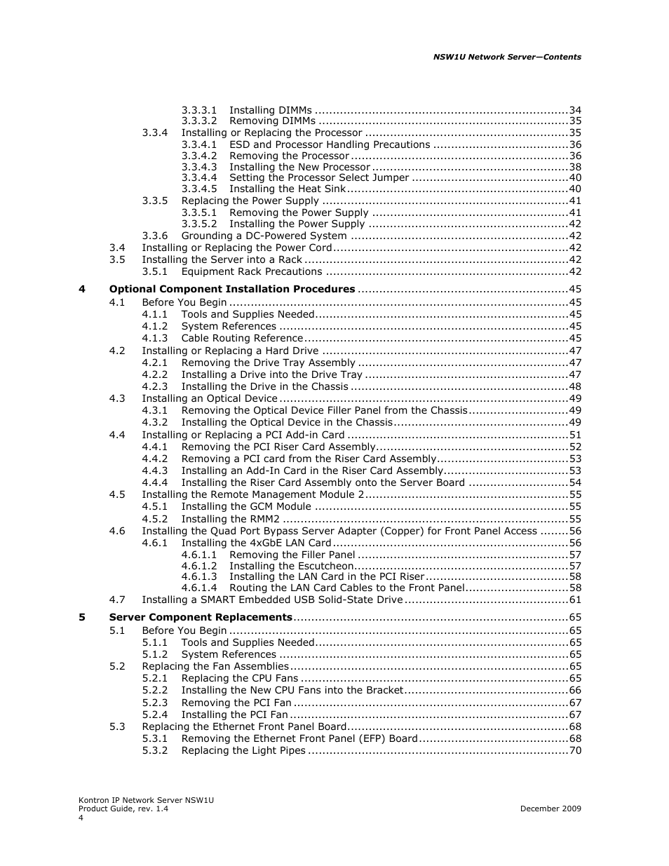 Kontron NSW1U IP Network Server User Manual | Page 4 / 110