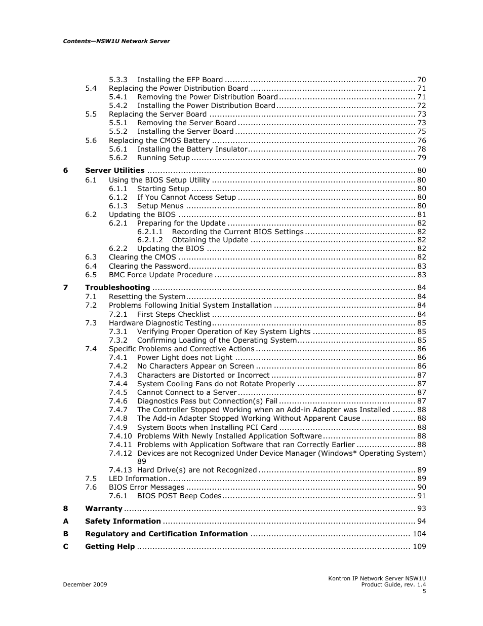 Kontron NSW1U IP Network Server User Manual | Page 5 / 110