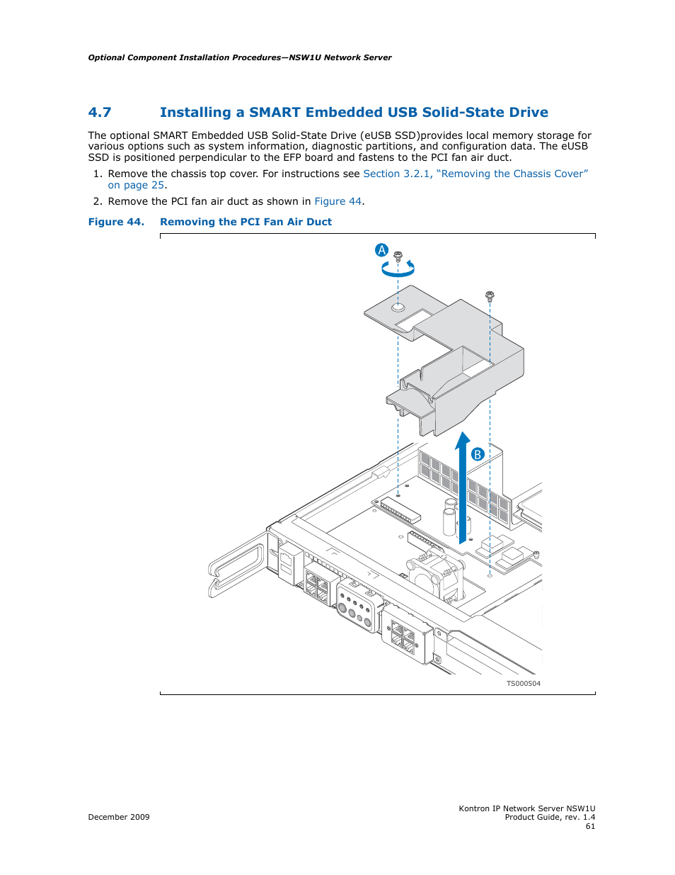 Installing a smart embedded usb solid-state drive | Kontron NSW1U IP Network Server User Manual | Page 61 / 110