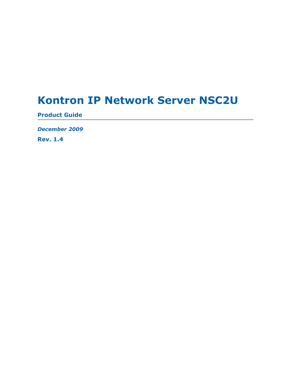 Kontron NSC2U IP Network Server User Manual | 152 pages
