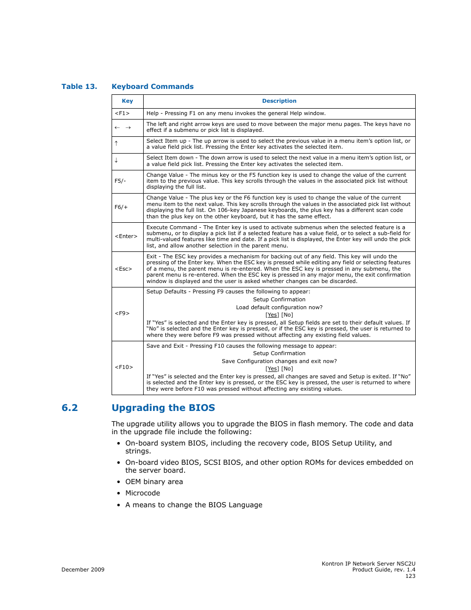 2 upgrading the bios, Upgrading the bios | Kontron NSC2U IP Network Server User Manual | Page 123 / 152