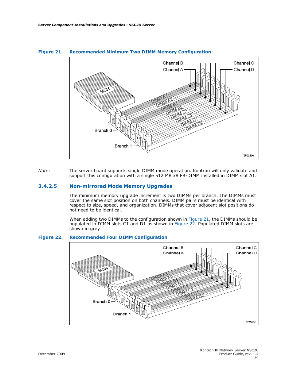 Non-mirrored mode memory upgrades | Kontron NSC2U IP Network Server User Manual | Page 39 / 152