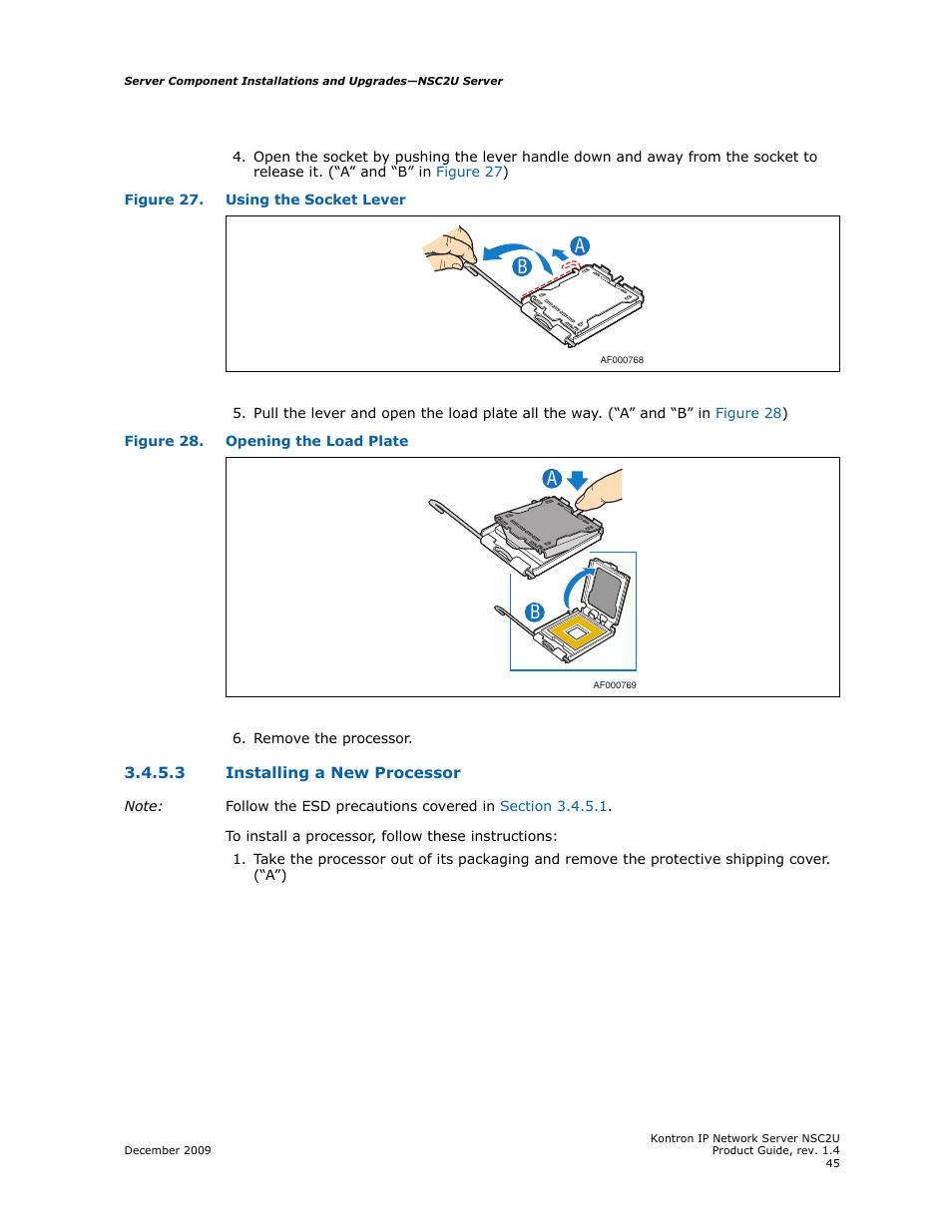 Installing a new processor | Kontron NSC2U IP Network Server User Manual | Page 45 / 152