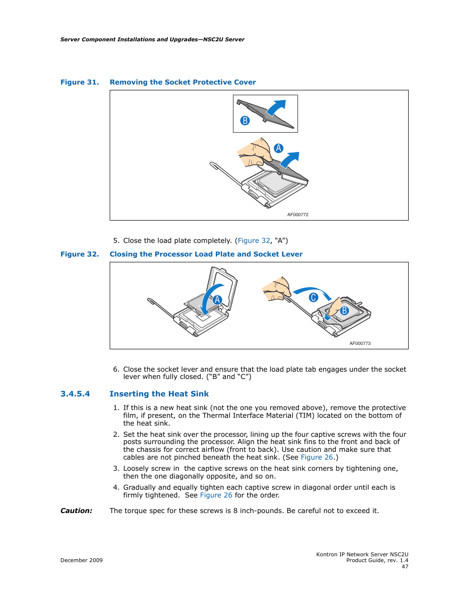 Inserting the heat sink, Figure 32, Ac b | Kontron NSC2U IP Network Server User Manual | Page 47 / 152