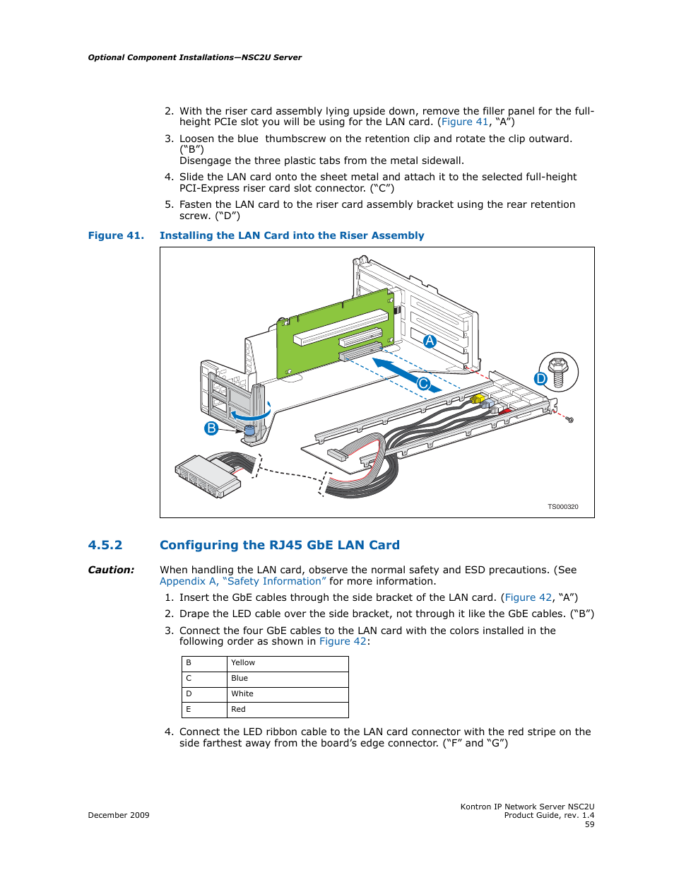 2 configuring the rj45 gbe lan card, Configuring the rj45 gbe lan card, Bd a | Kontron NSC2U IP Network Server User Manual | Page 59 / 152