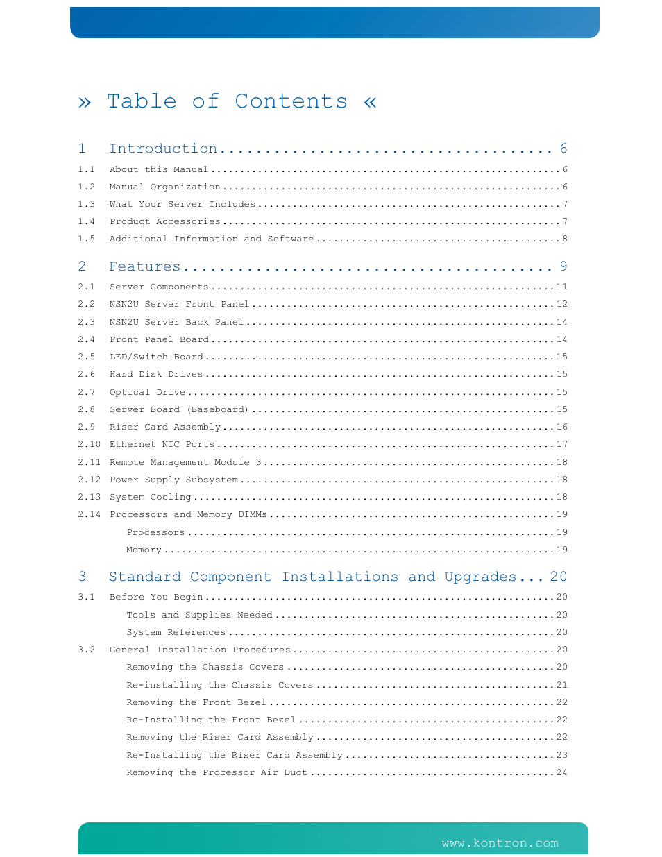 Kontron NSN2U IP Network Server User Manual | Page 2 / 103