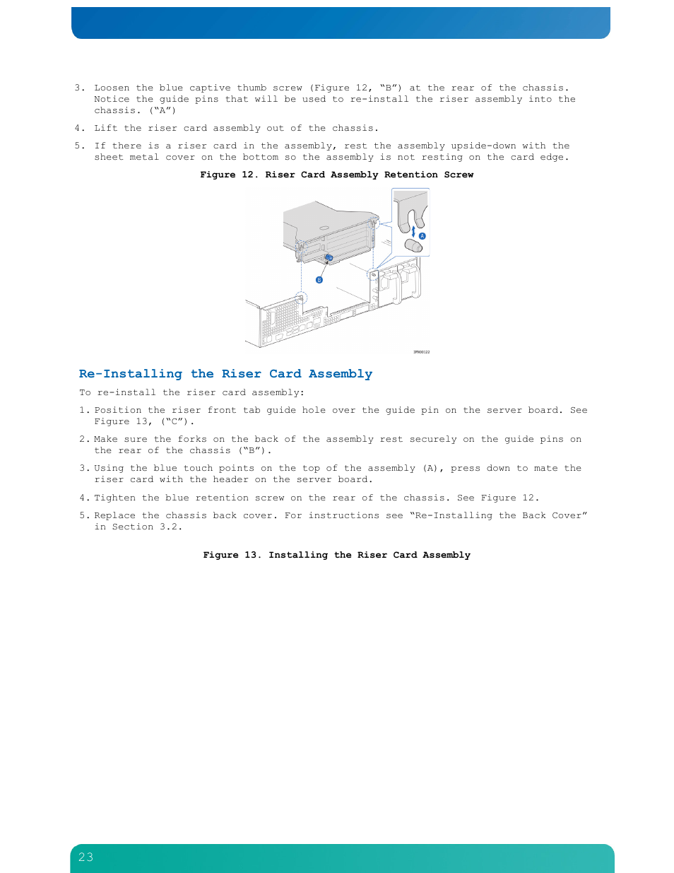 Re-installing the riser card assembly | Kontron NSN2U IP Network Server User Manual | Page 24 / 103