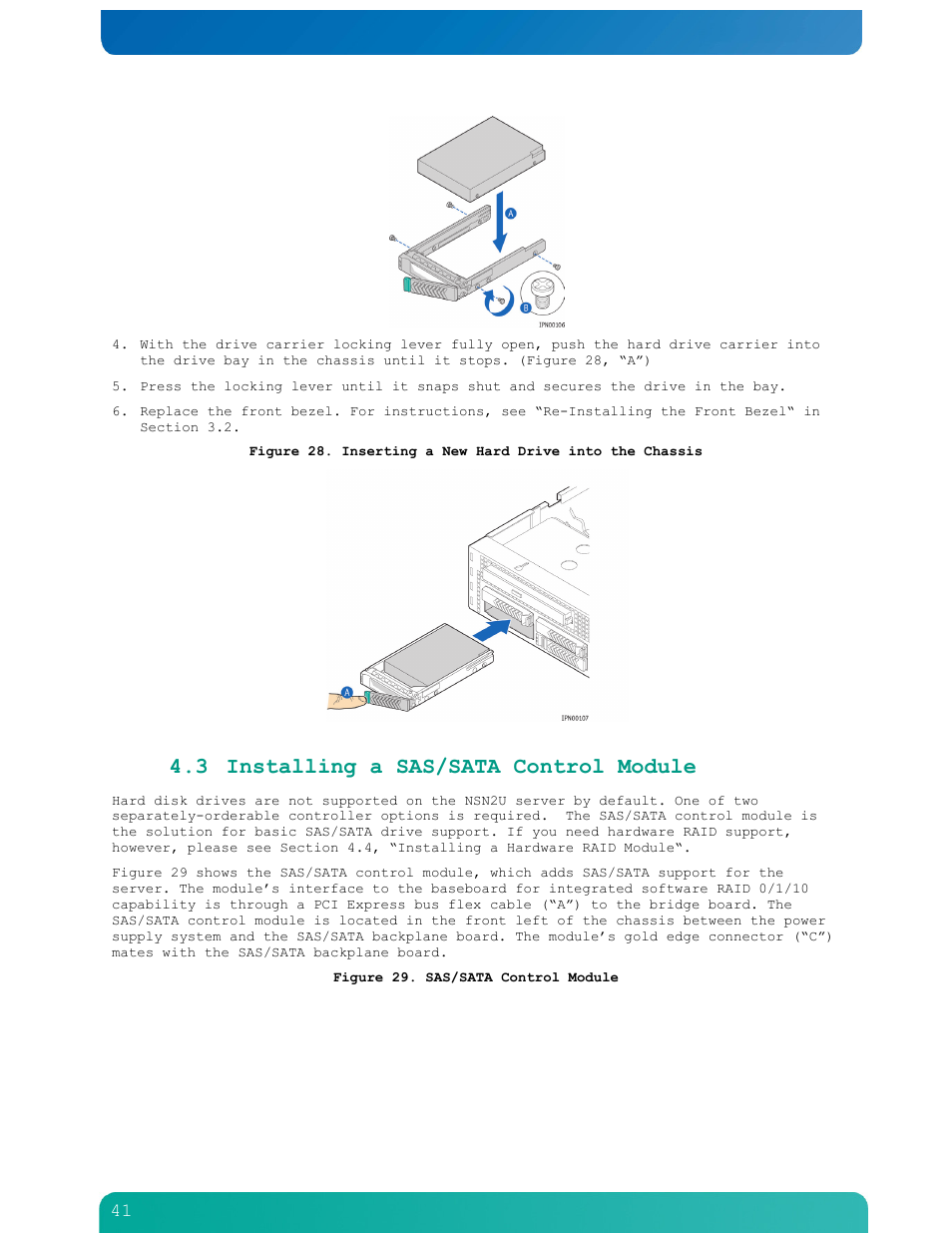 3 installing a sas/sata control module | Kontron NSN2U IP Network Server User Manual | Page 42 / 103