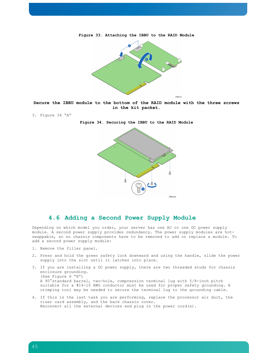 6 adding a second power supply module | Kontron NSN2U IP Network Server User Manual | Page 46 / 103