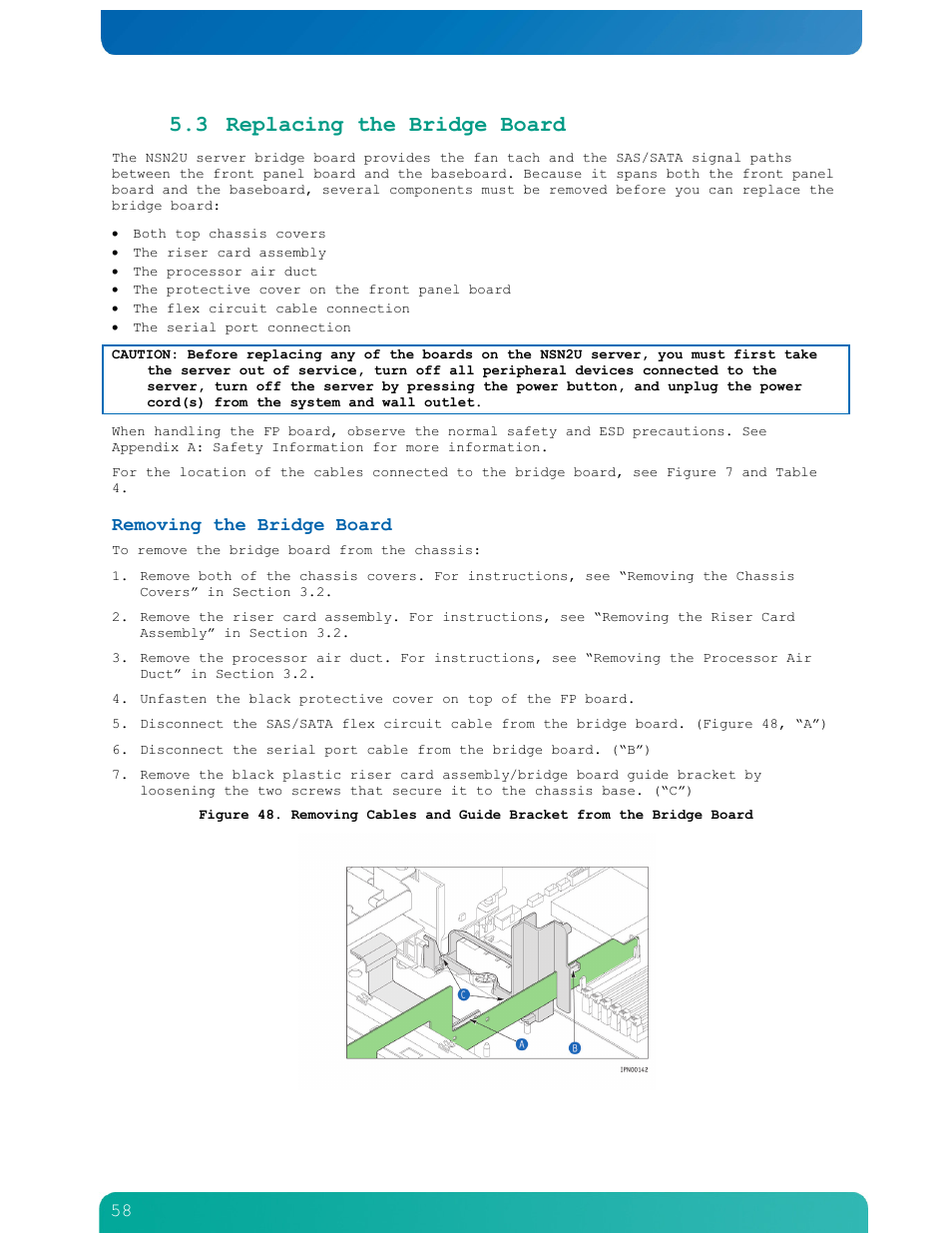 3 replacing the bridge board, Removing the bridge board | Kontron NSN2U IP Network Server User Manual | Page 59 / 103