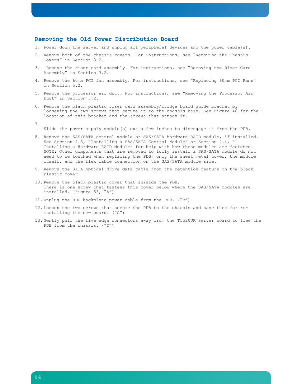Removing the old power distribution board | Kontron NSN2U IP Network Server User Manual | Page 65 / 103