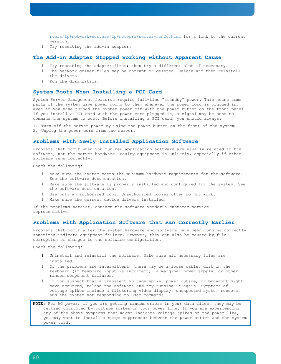 System boots when installing a pci card, Problems with newly installed application software | Kontron NSN2U IP Network Server User Manual | Page 81 / 103